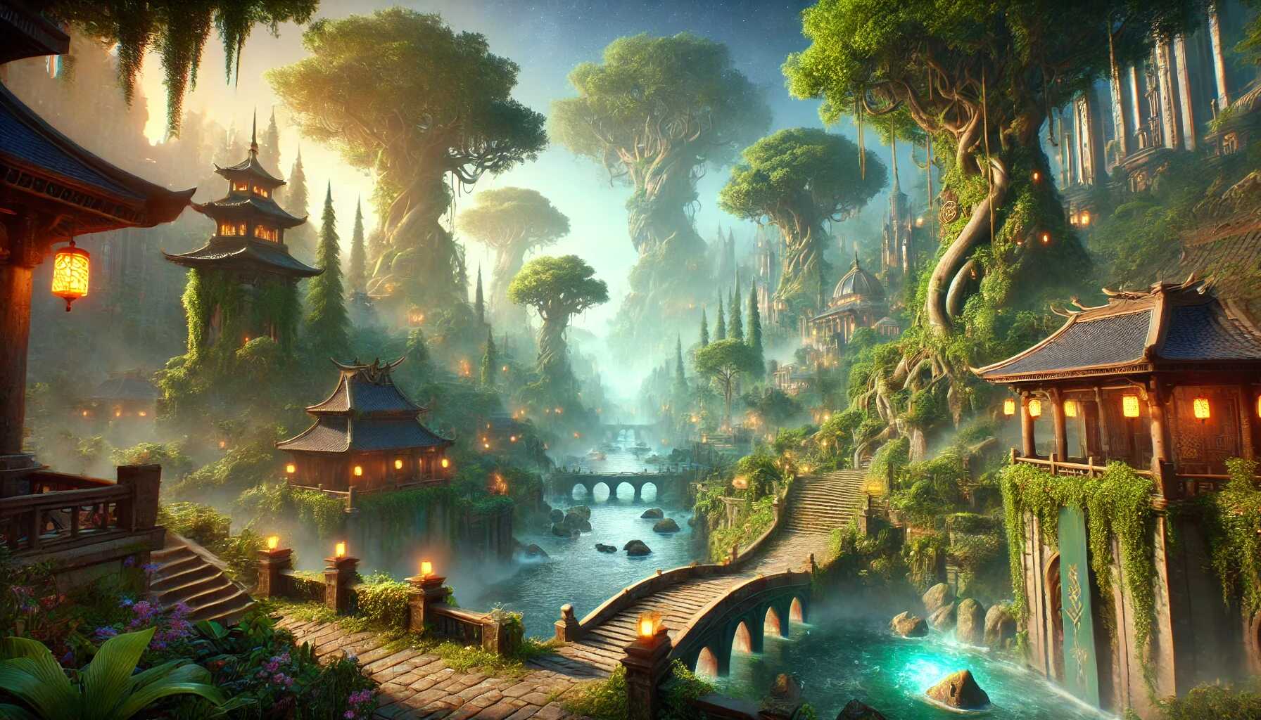 Realistic image of Darnassus in World of Warcraft, featuring majestic, towering trees, mystical water bodies, and elven-inspired architecture with an ethereal glow. The scene captures the tranquil and magical essence of a fantastical world. Image generated by Generative AI Lab - https://generativeailab.org/. A Comprehensive Guide to Implementing Multi-Stage Recommender Systems