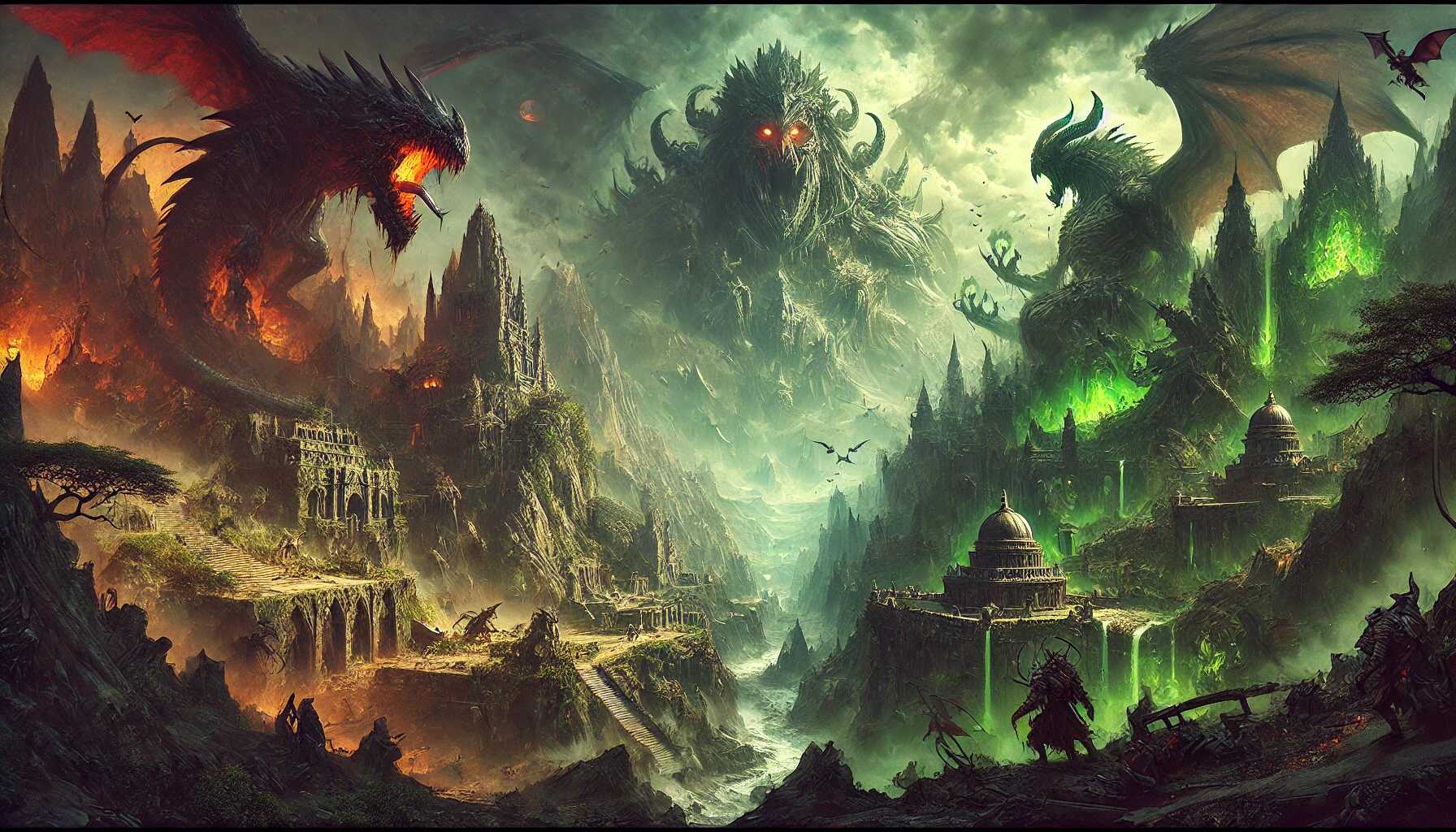 Realistic image blending the dark landscapes of Outland from World of Warcraft with the ancient ruins of Chan Chan in Peru. The scene evokes a sense of dark power, justice, and vengeance, merging fantasy with reality. Image generated by Generative AI Lab - https://generativeailab.org/.